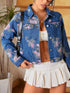 Fashorio Medium / S Floral Print Cropped Denim Jacket
