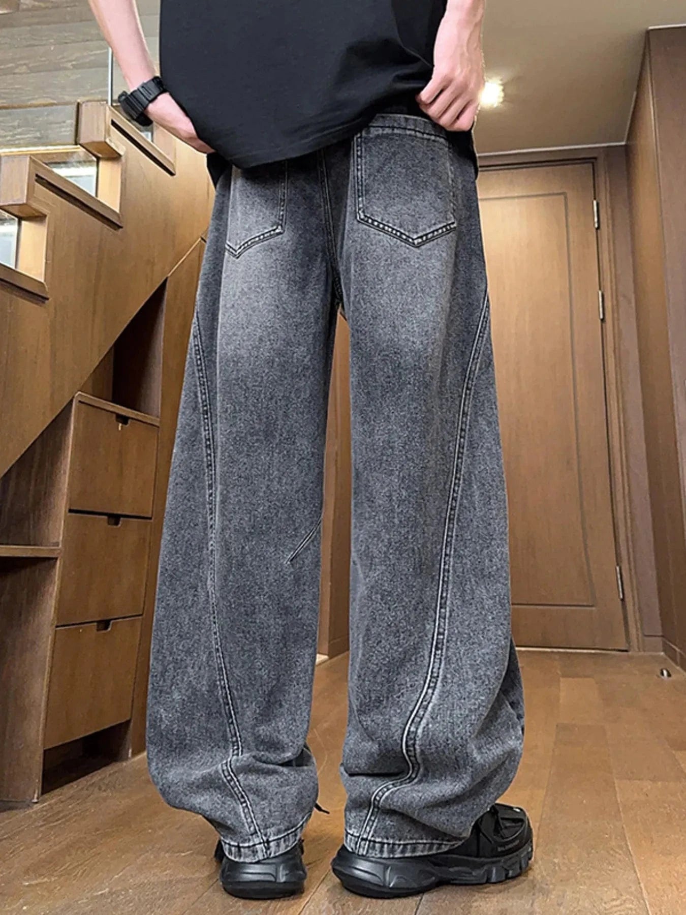 Men's Full Size Washed Wide Leg Jeans Plus Size - Fashorio