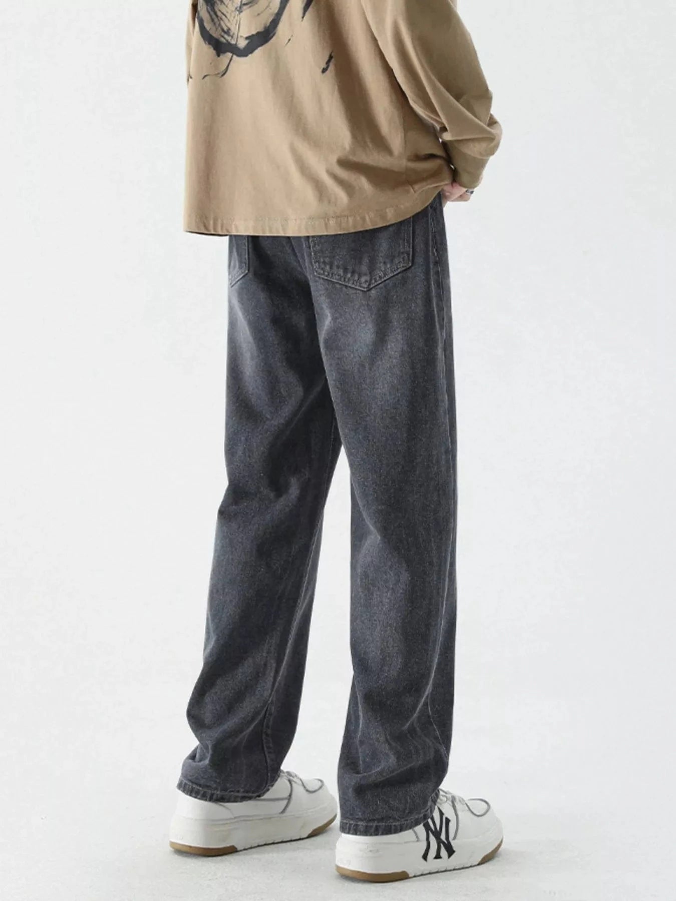Men's Full Size Wide Leg Relaxed Fit Vintage Wash Jeans Plus Size - Fashorio