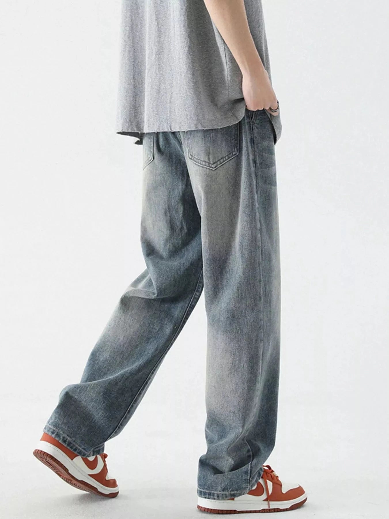 Men's Full Size Wide Leg Relaxed Fit Vintage Wash Jeans Plus Size - Fashorio