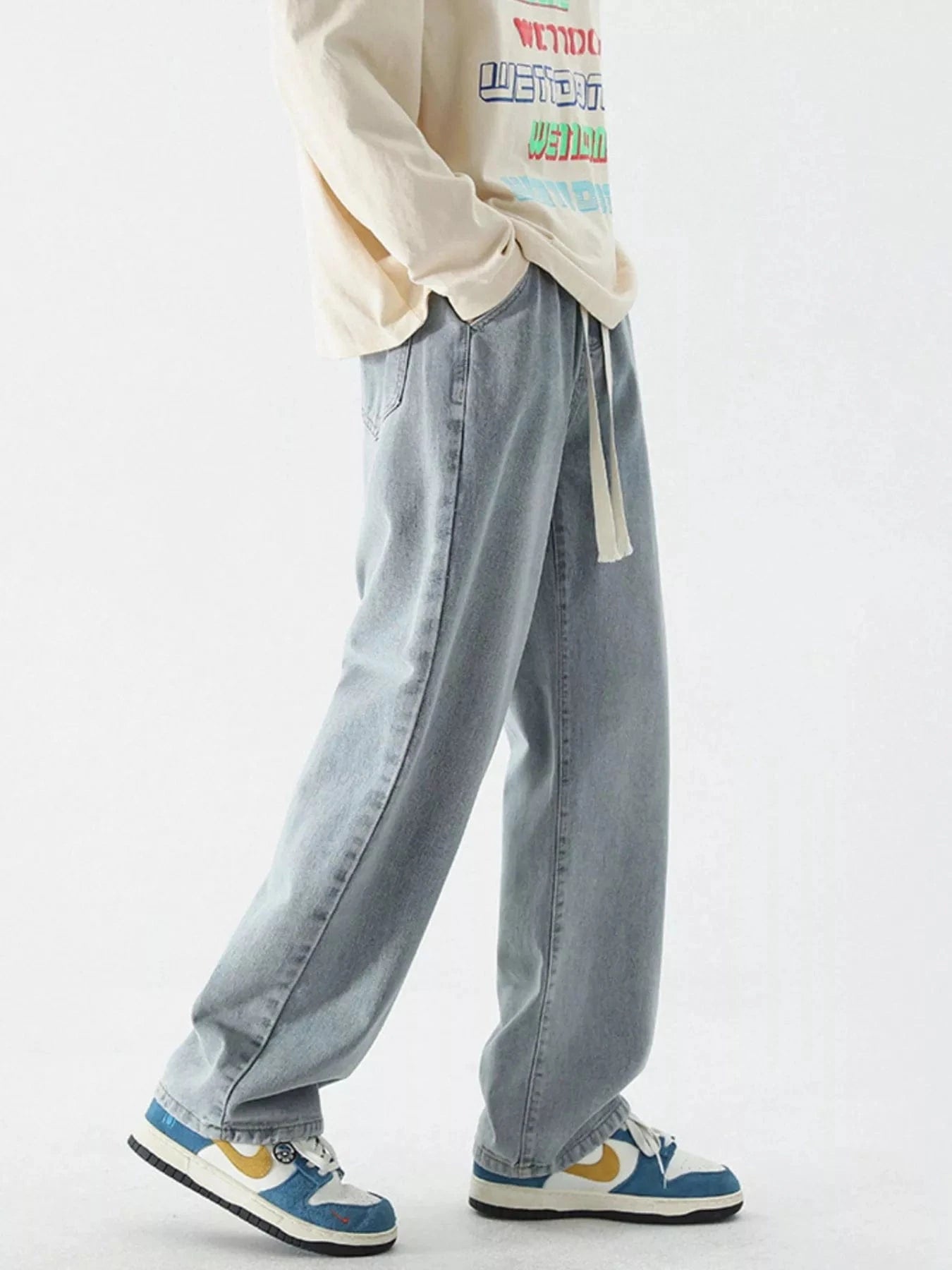Men's Full Size Wide Leg Relaxed Fit Vintage Wash Jeans Plus Size - Fashorio
