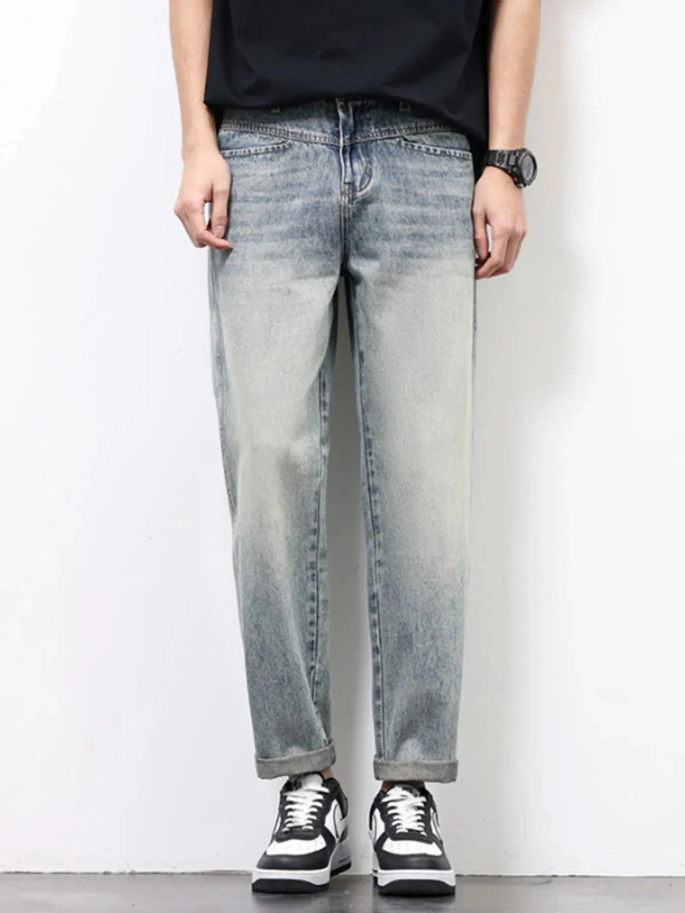 Men's Vintage Distressed Straight Leg Jeans - Fashorio