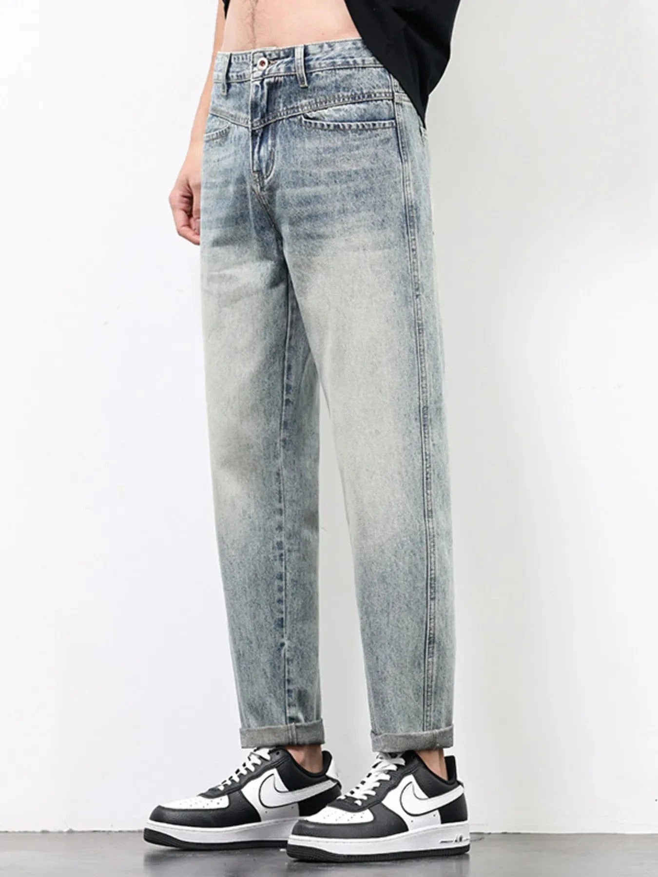 Men's Vintage Distressed Straight Leg Jeans - Fashorio