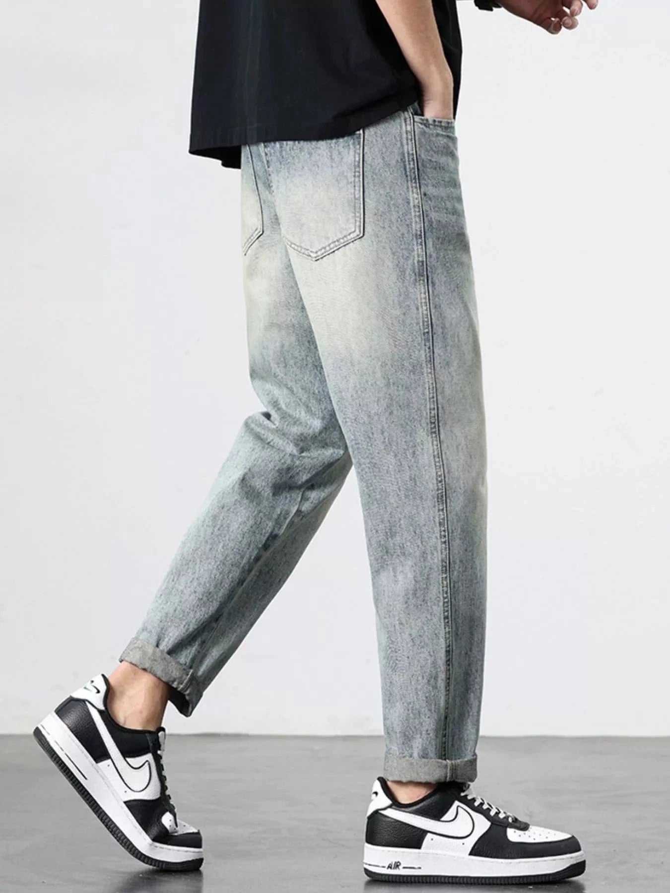 Men's Vintage Distressed Straight Leg Jeans - Fashorio