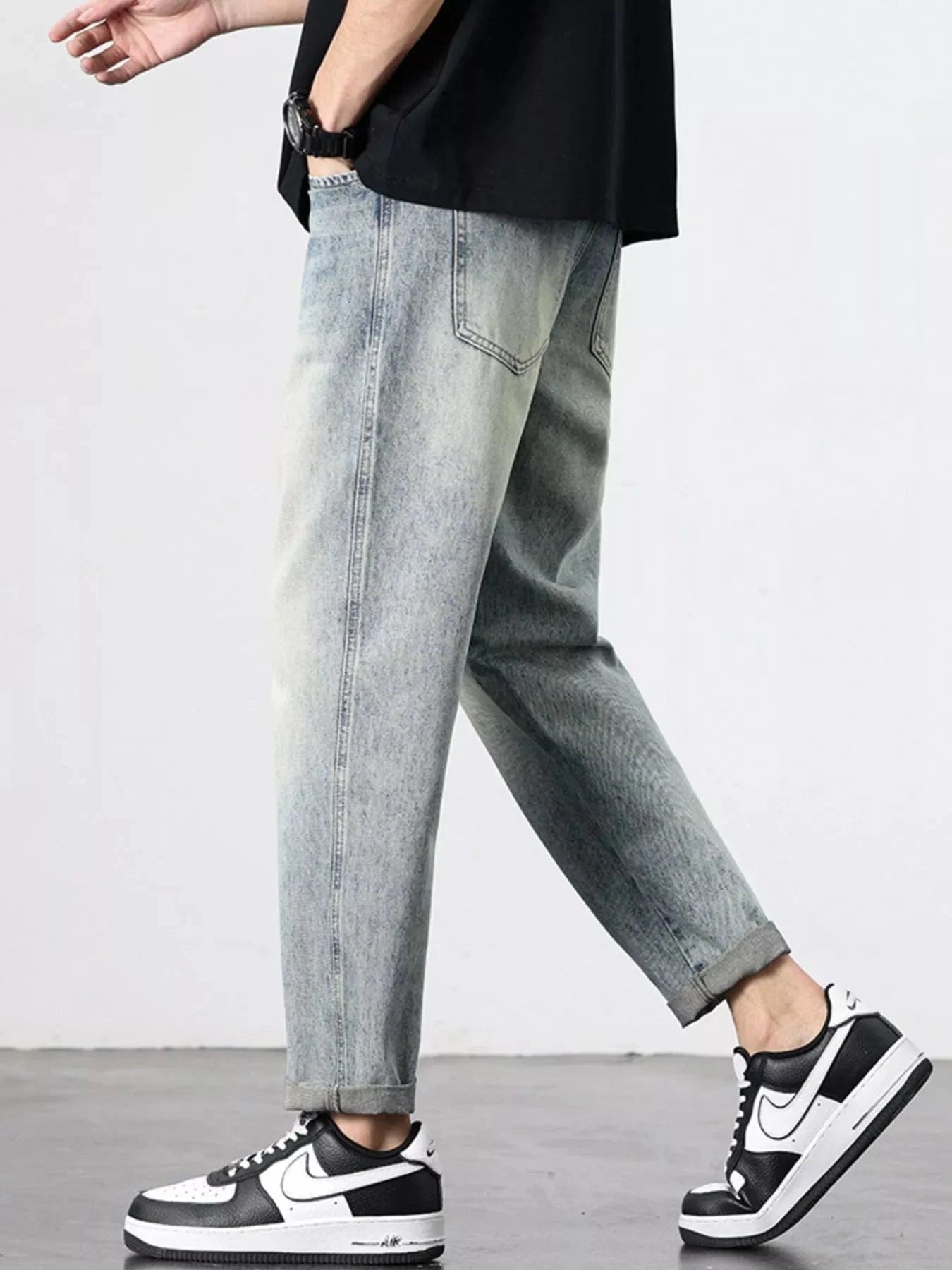 Men's Vintage Distressed Straight Leg Jeans - Fashorio