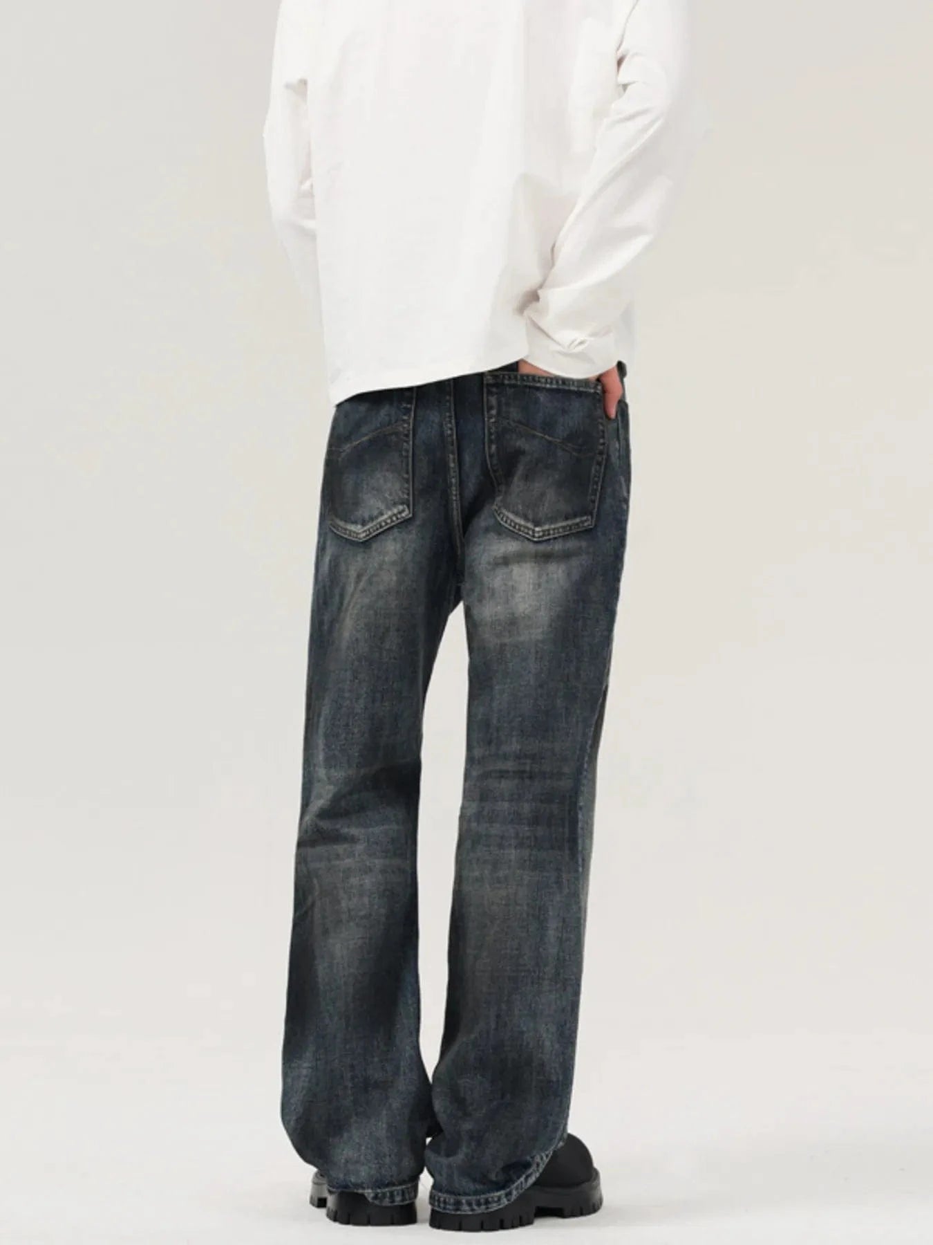 Men's Vintage Distressed Wide Leg Jeans - Fashorio