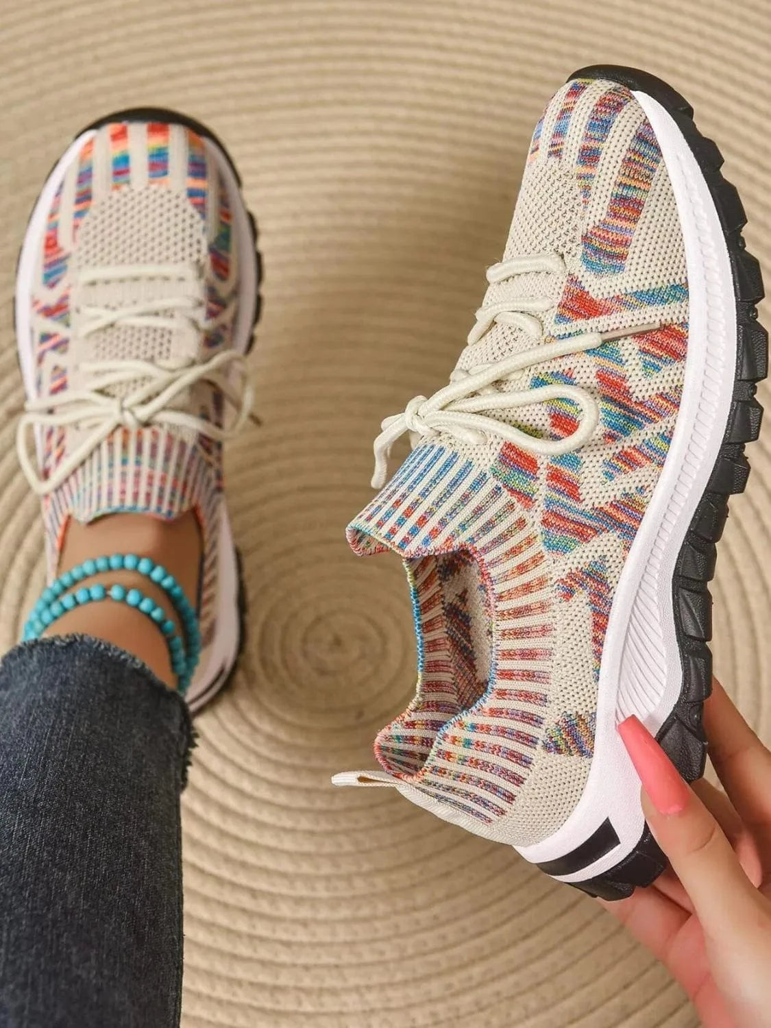 Mesh Knit Lace Up Athletic - Fashorio