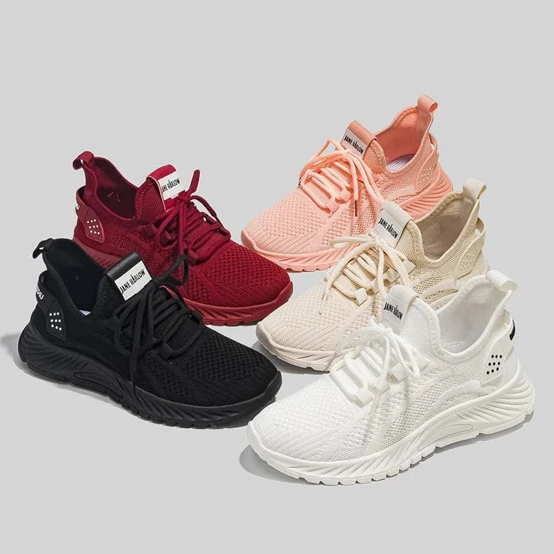 Mesh Lace-Up Platform Athletic Shoes - Fashorio