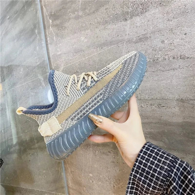 Mesh Lace-Up Platform Athletic Shoes - Fashorio