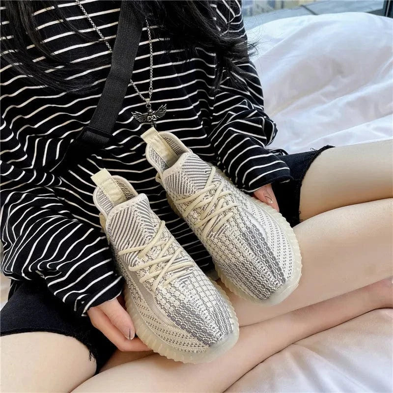 Mesh Lace-Up Platform Athletic Shoes - Fashorio