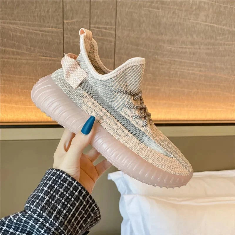 Mesh Lace-Up Platform Athletic Shoes - Fashorio