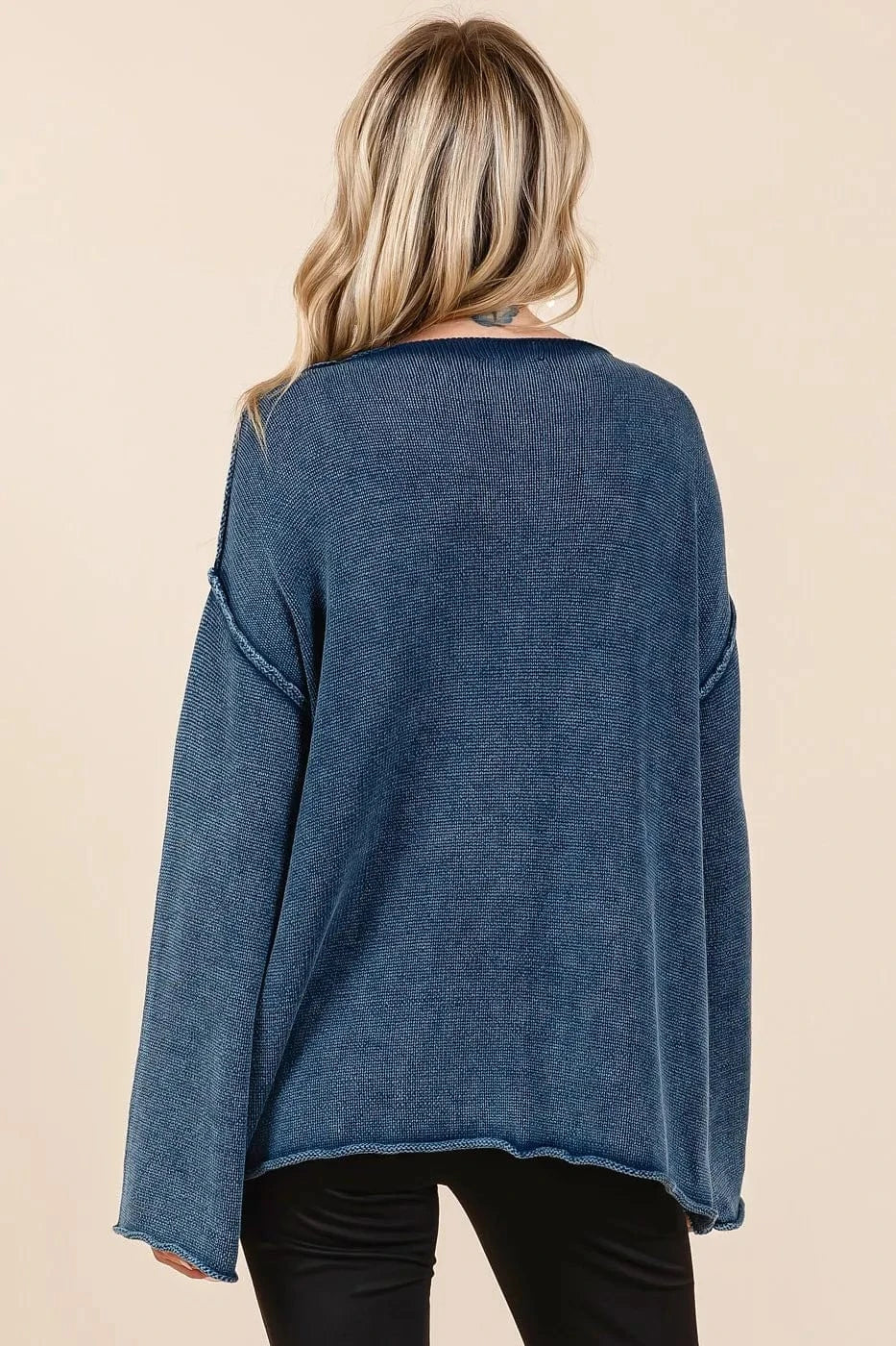 Mittoshop Mineral Wash Patch Pocket Cut Edge Sweater - Fashorio