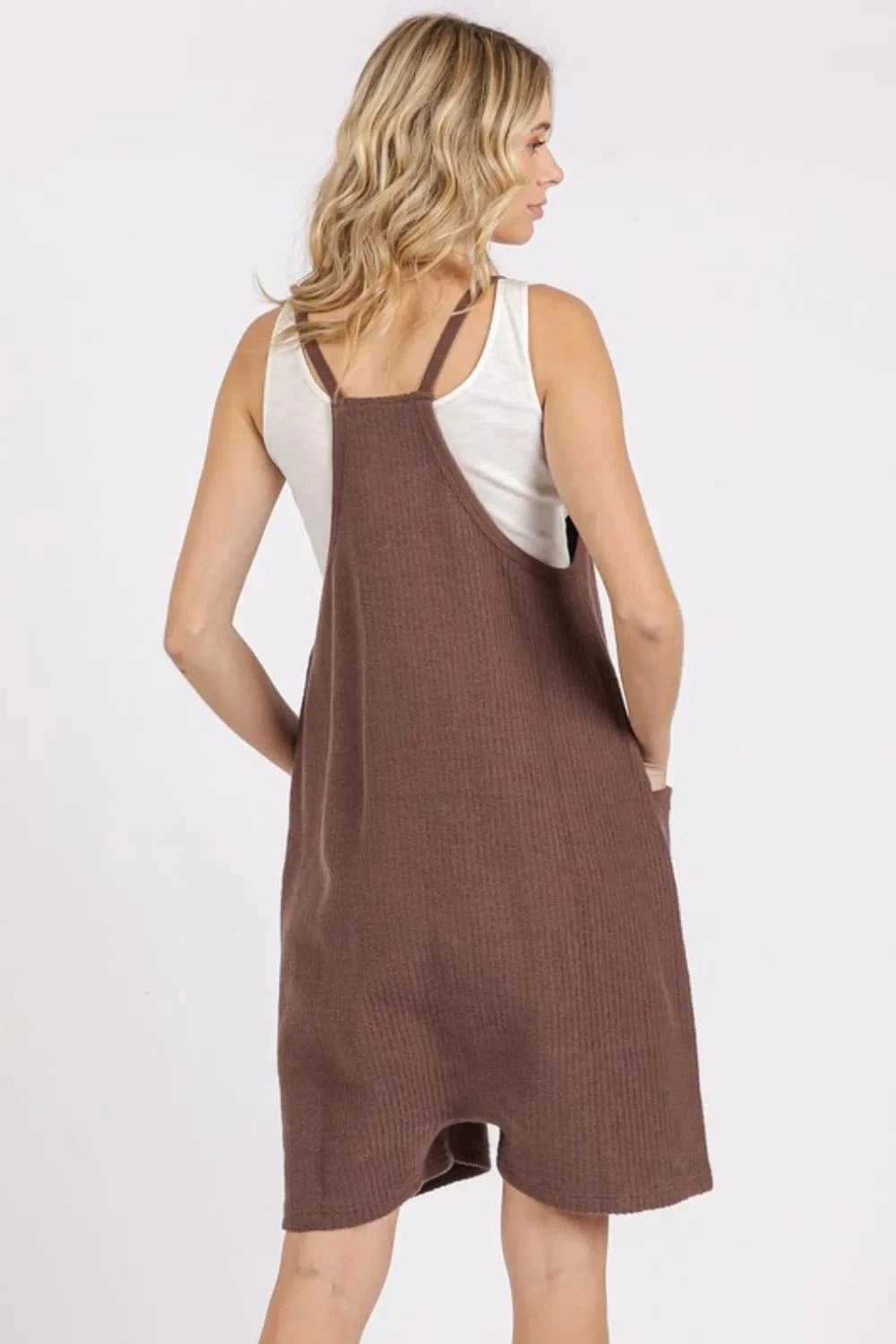 Mittoshop Scoop Neck Spaghetti Strap Overalls with Pockets - Fashorio