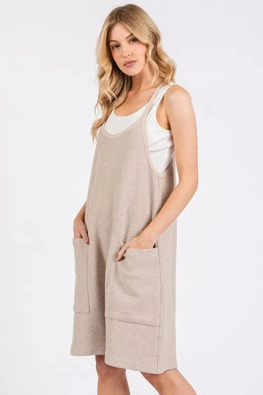 Mittoshop Scoop Neck Spaghetti Strap Overalls with Pockets - Fashorio