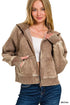 Fashorio MOCHA / S Zenana Acid Wash Zip Up Fleece Jacket