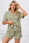Fashorio Moss / S Full Size Leopard Short Sleeve Top and Shorts Lounge Set Plus Size