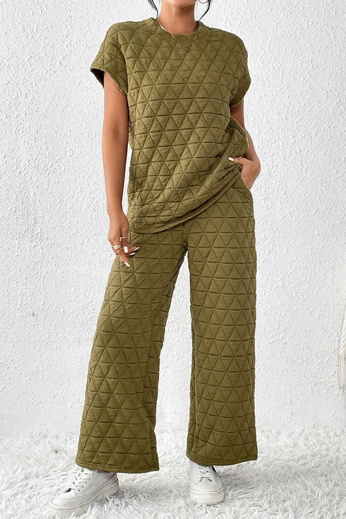Fashorio Moss / S Short Sleeve Top and Pocketed Pants Lounge Set