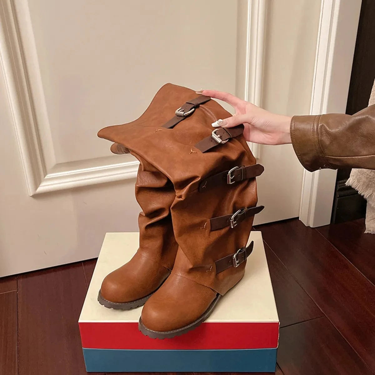 Multi-Buckle Knee-High Boots - Fashorio