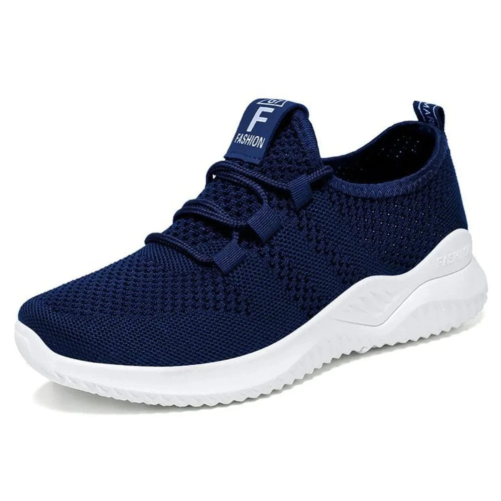 Breathable Mesh Lace Up Athletic Navy - Fashorio