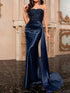 Fashorio Navy Blue / XS Sweetheart Neck Tube Evening Dress