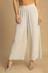 Umgee Full Size High Waisted Embellished Linen Pants Plus Size OATMEAL - Fashorio