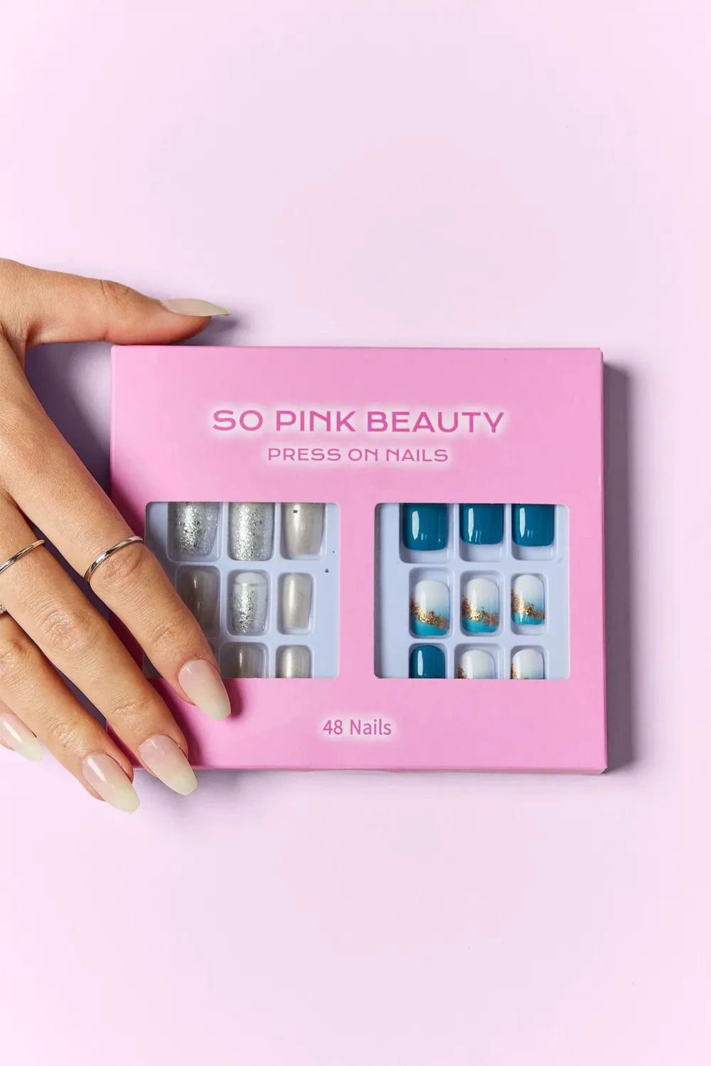 SO PINK BEAUTY Press On Nails 2 Packs Ocean Pearl One Size - Fashorio