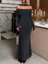 Fashorio Off-Shoulder Scarf Bodycon Maxi Dress