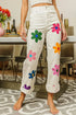 BiBi Flower Print Straight Legs Pants OFF WHITE - Fashorio