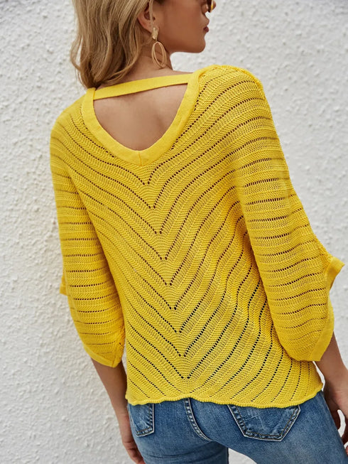 Fashorio Openwork Batwing Sleeve Cover-Up