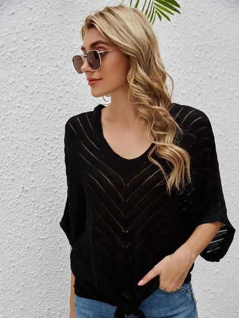 Fashorio Openwork Batwing Sleeve Cover-Up