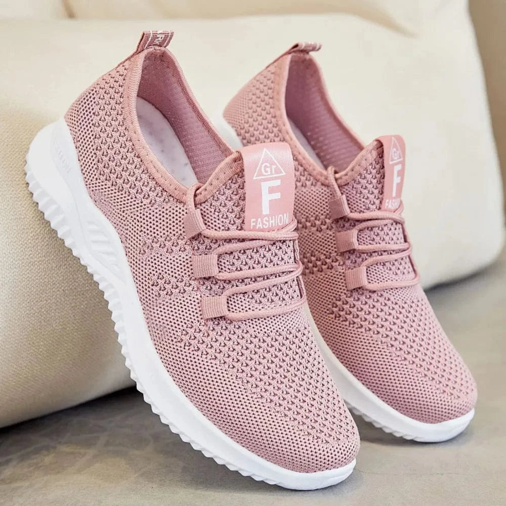 Breathable Mesh Lace Up Athletic Pink - Fashorio