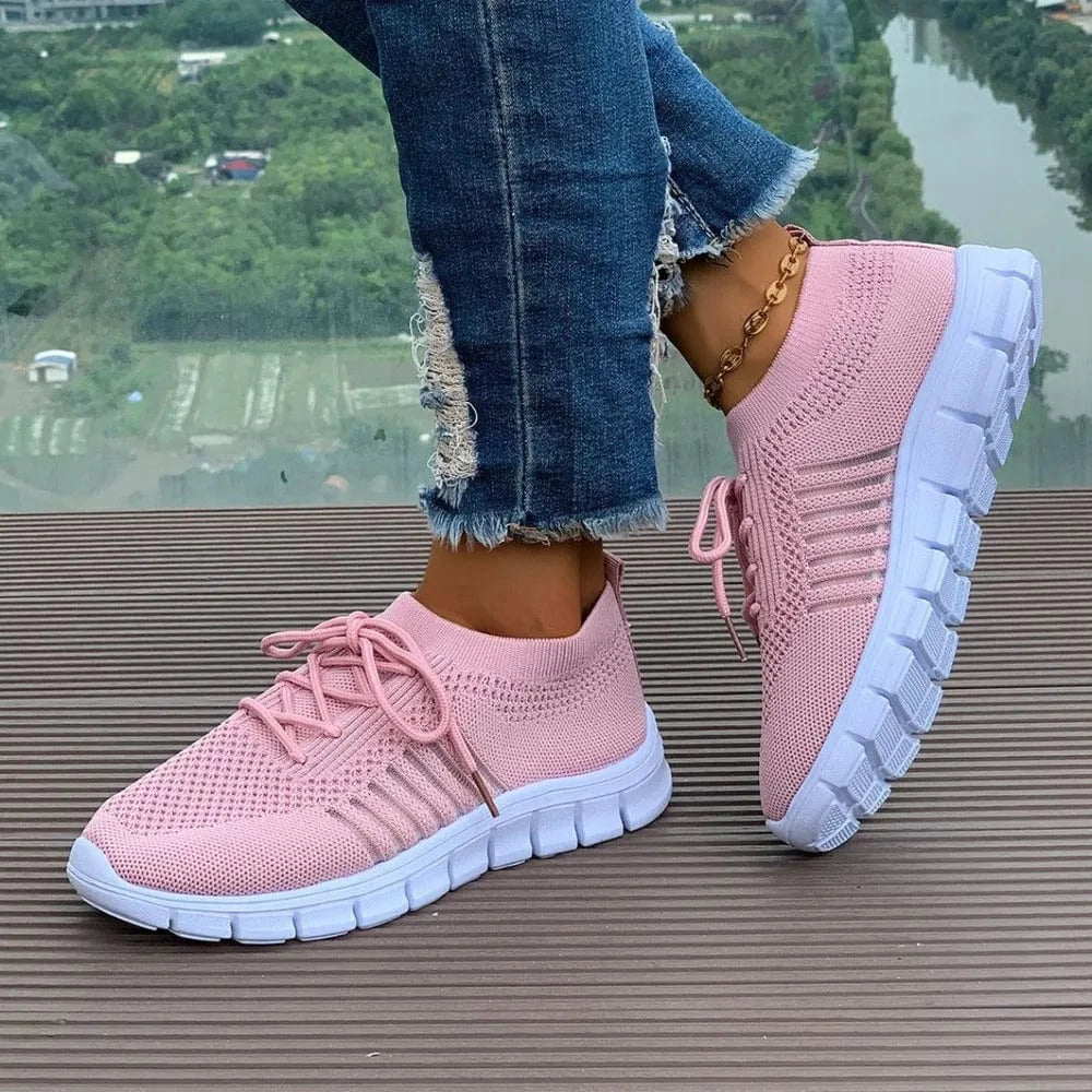 Breathable Mesh Round Toe Athletic Pink - Fashorio