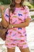 Fashorio Pink / S Animal Round Neck Top and Shorts Lounge Set