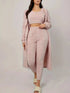 Fashorio Pink / S Fuzzy Tank Long Sleeve Cardigan and Pants 3-Piece Lounge Set