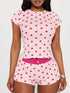 Fashorio Pink / S Heart Print Top and Shorts Loungewear Set