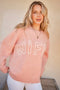 And The Why WIFEY & Heart Round Neck Sweater Pink - Fashorio