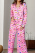 Fashorio Pink / S Pocketed Printed Top and Pants Lounge Set