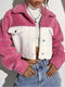 Fashorio Pink / S Two-Tone Plush Cropped Jacket