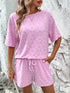 Fashorio Pink / XS Flower Round Neck Top and Shorts Lounge Set