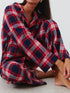 Fashorio Plaid Collared Neck Button Up Top and Pants Lounge Set