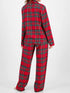 Fashorio Plaid Collared Neck Button Up Top and Pants Lounge Set