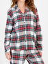 Fashorio Plaid Collared Neck Button Up Top and Pants Lounge Set