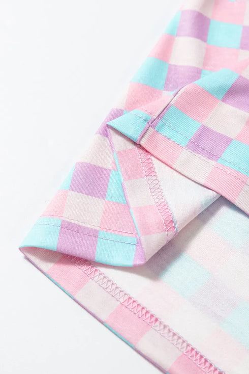 Fashorio Plaid Collared Neck Short Sleeve Top and Shorts Lounge Set