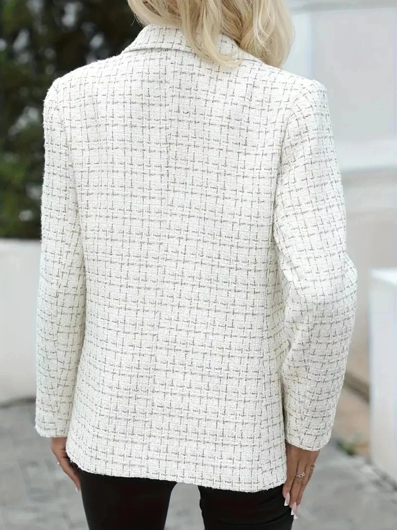 Plaid Double-Breasted Tweed Blazer - Fashorio