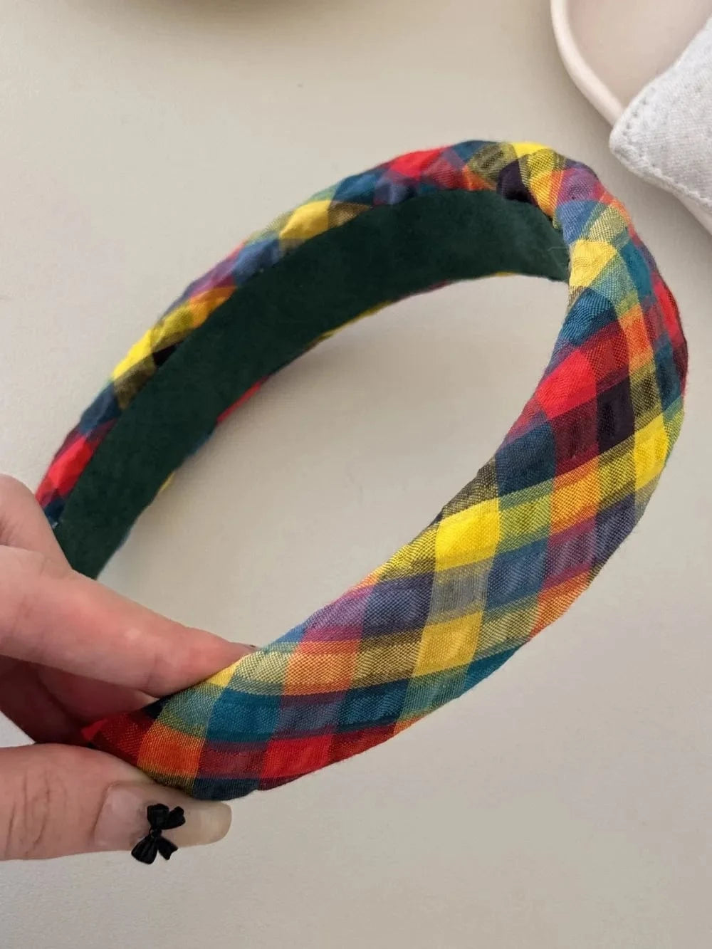 Colorful Polyester Hair Headband Plaid One Size - Fashorio