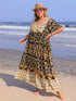 Fashorio Plus Size Bohemian Floral Tiered Maxi Dress