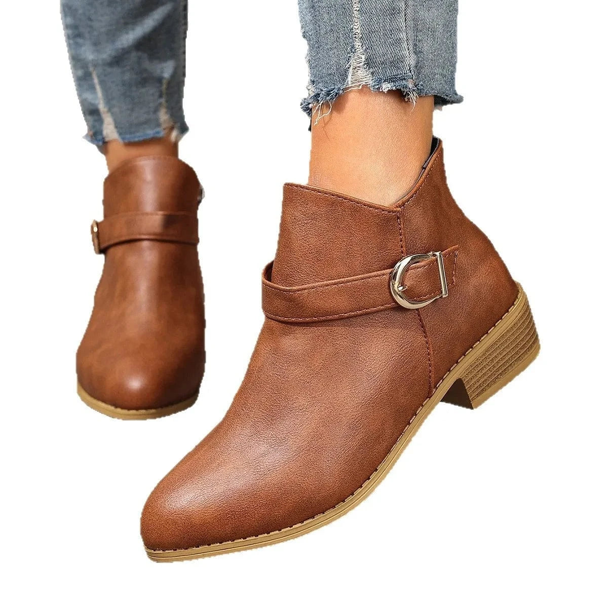 Point Toe Block Heels Boots - Fashorio