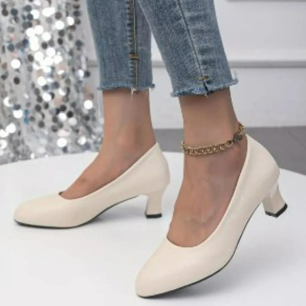 Point Toe Block Heels Pumps - Fashorio