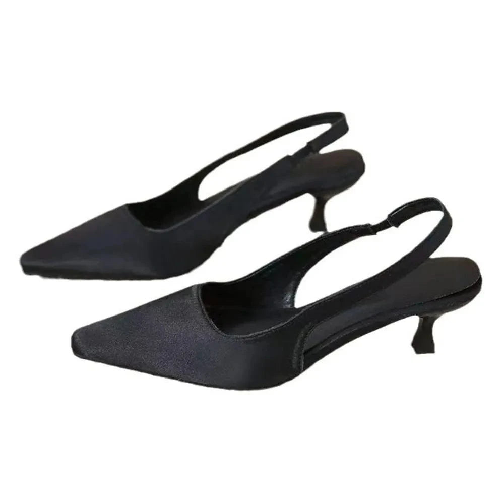 Point Toe Kitten Heel Slingback Pumps - Fashorio