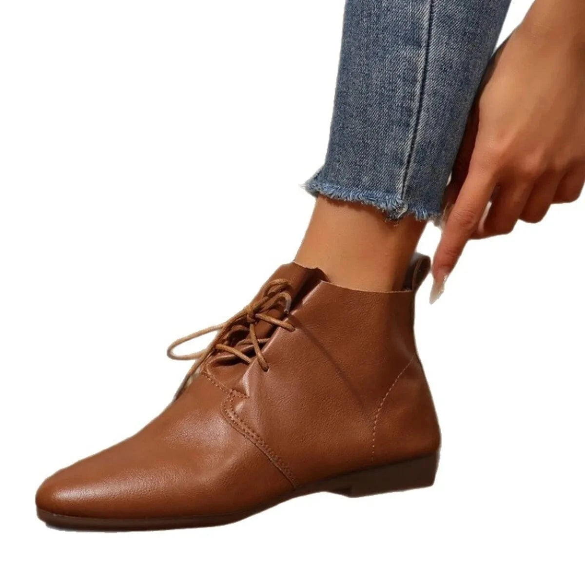Point Toe Lace Up Boots - Fashorio